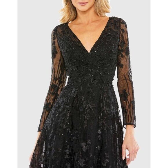 Mac Duggal Black Lace Midi Dress - Picture 2 of 9